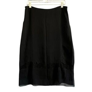 TAHARI 100% Silk Layered Chiffon Skirt Side Zip Black Size 12